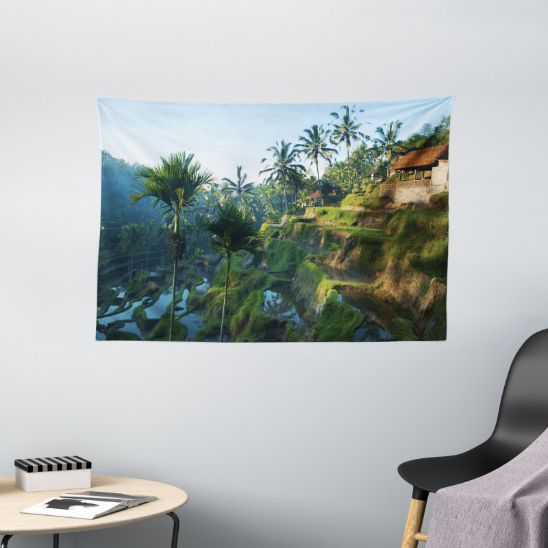 Palm Trees Morning Wide Tapestry