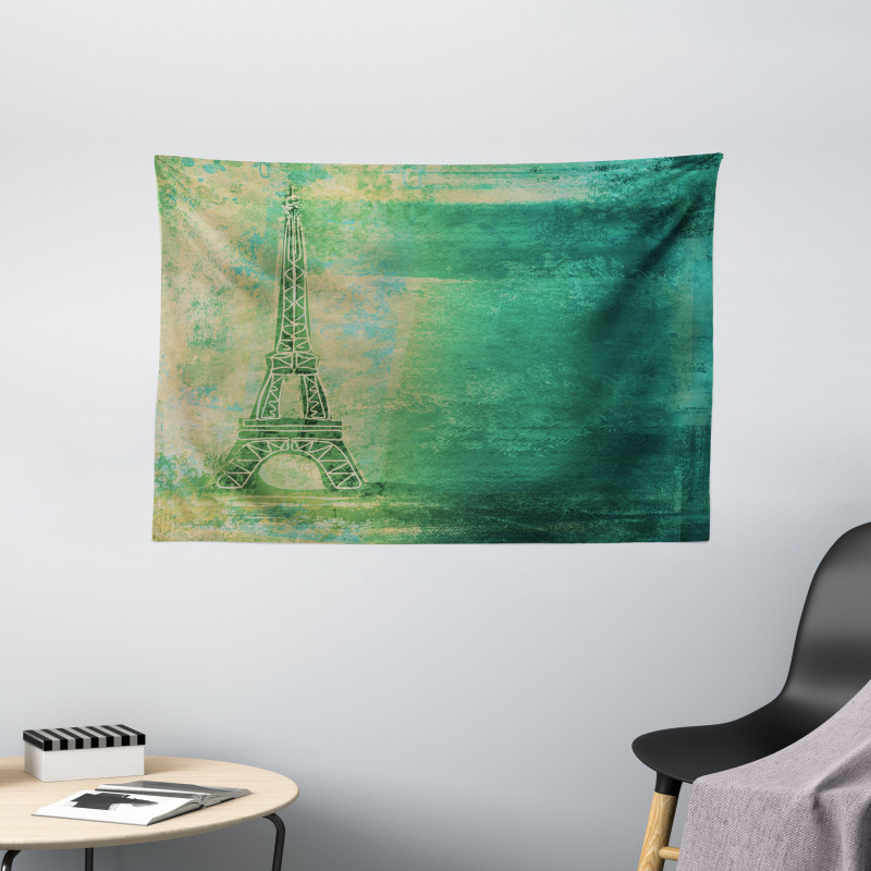 Colorful Ombre Sketch Wide Tapestry