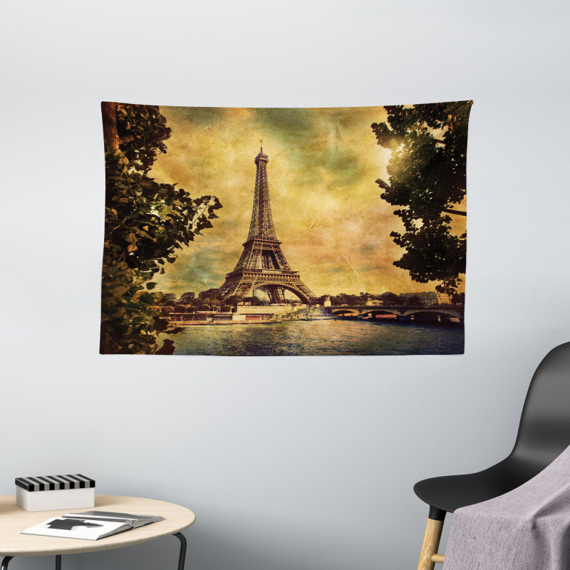Eiffel Tower Tree Wide Tapestry