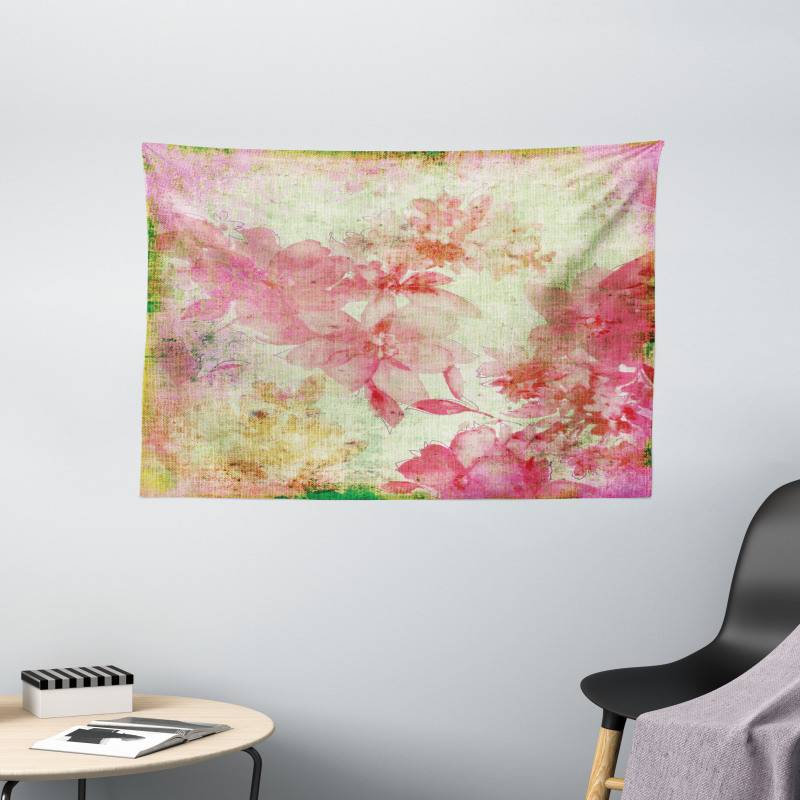 Retro Design Old Grunge Wide Tapestry