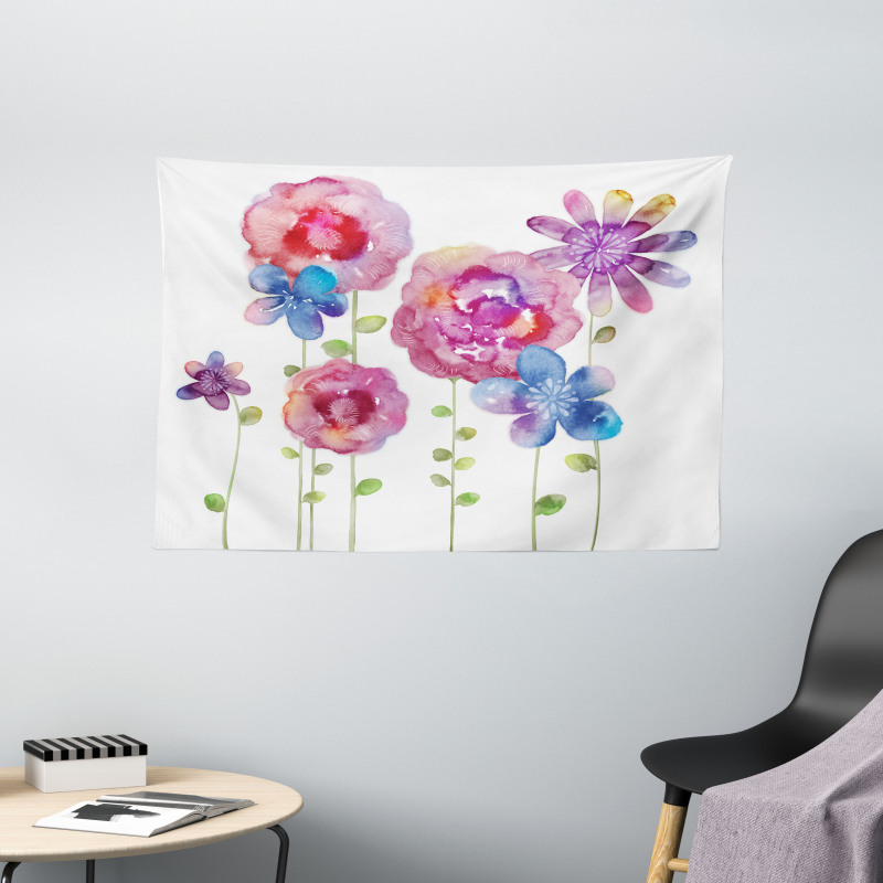 Bohemian Pink Blossom Wide Tapestry