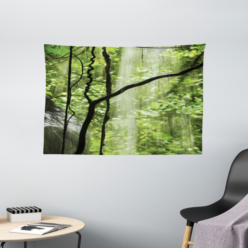 Jungle Waterfall Tree Wide Tapestry