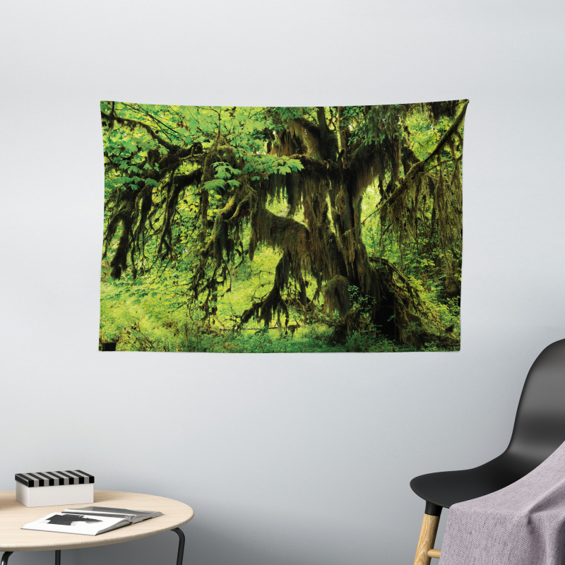 Moss Jungle Wildlife Wide Tapestry