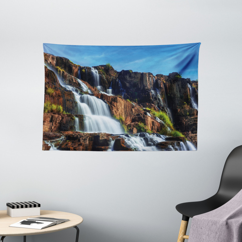 Pongour Waterfall Exotic Wide Tapestry