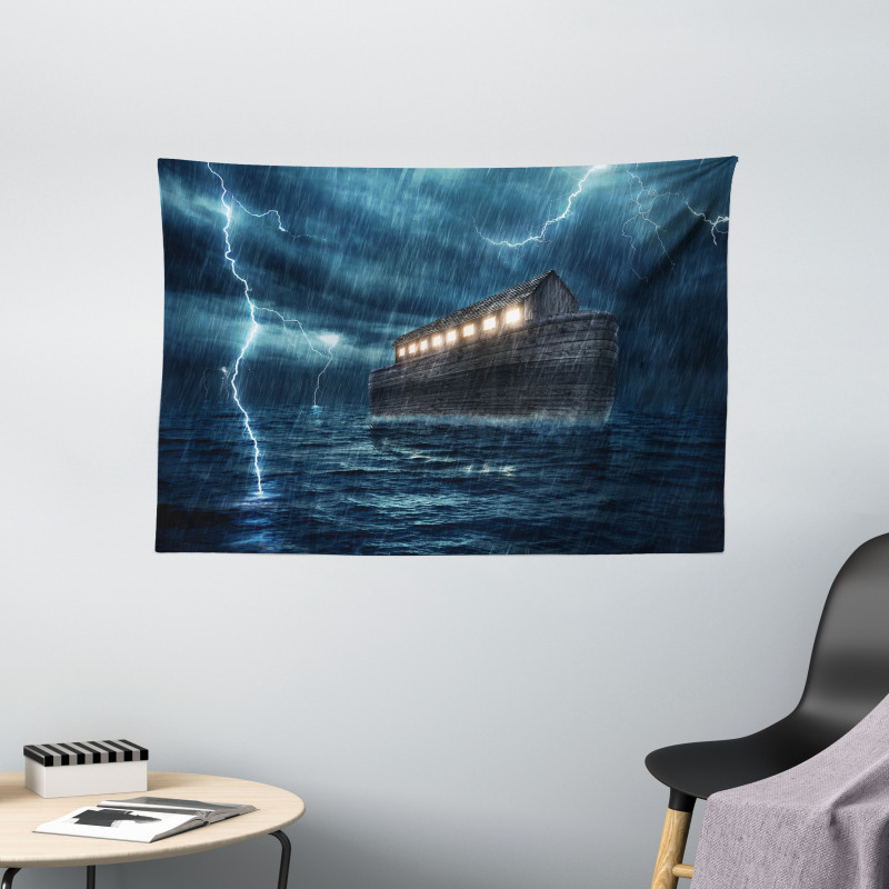 Old Wood Boat Dramatic Wide Tapestry