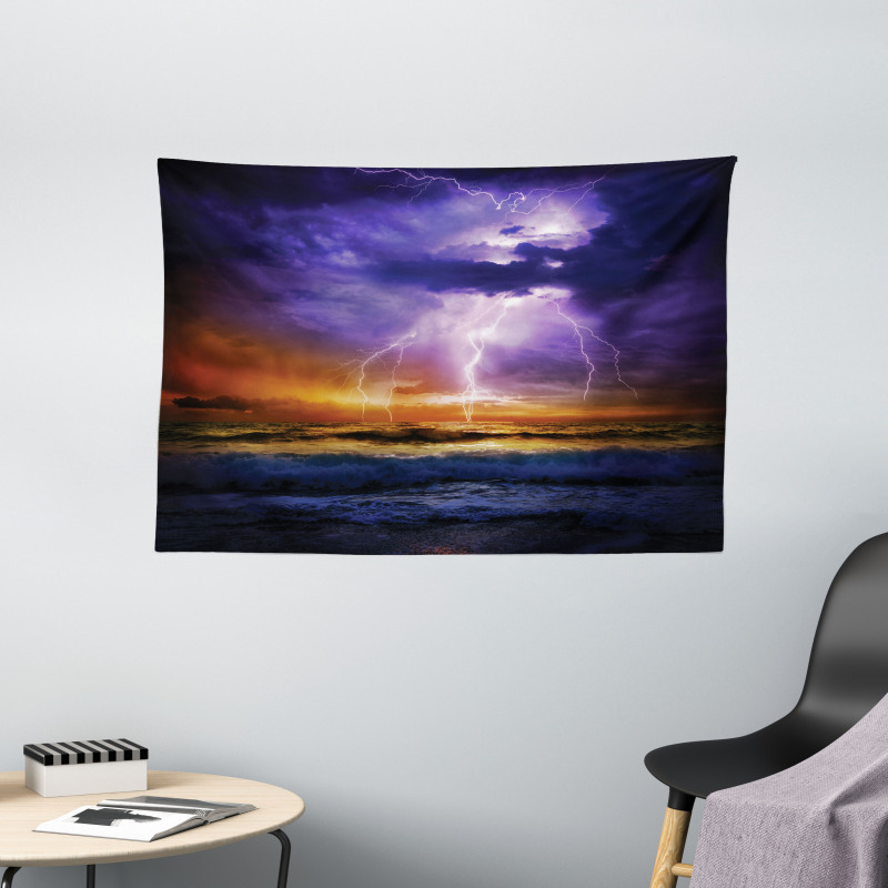 Epic Thunder Atmosphere Wide Tapestry