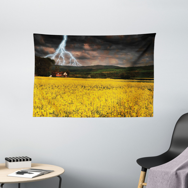 Thunderstorm over Meadow Wide Tapestry