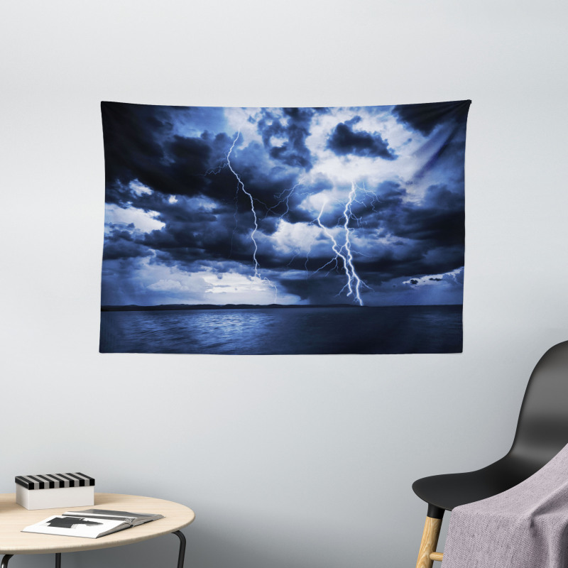 Rain Clouds Storm Rays Wide Tapestry