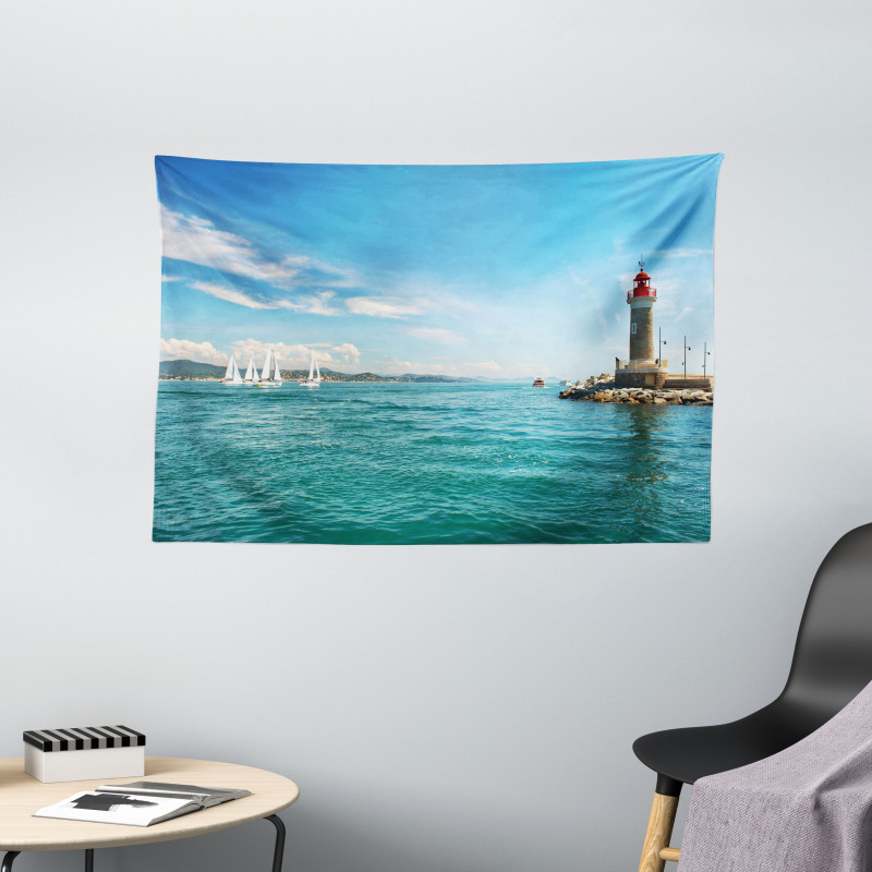 Sunny Day by the Sea Wide Tapestry
