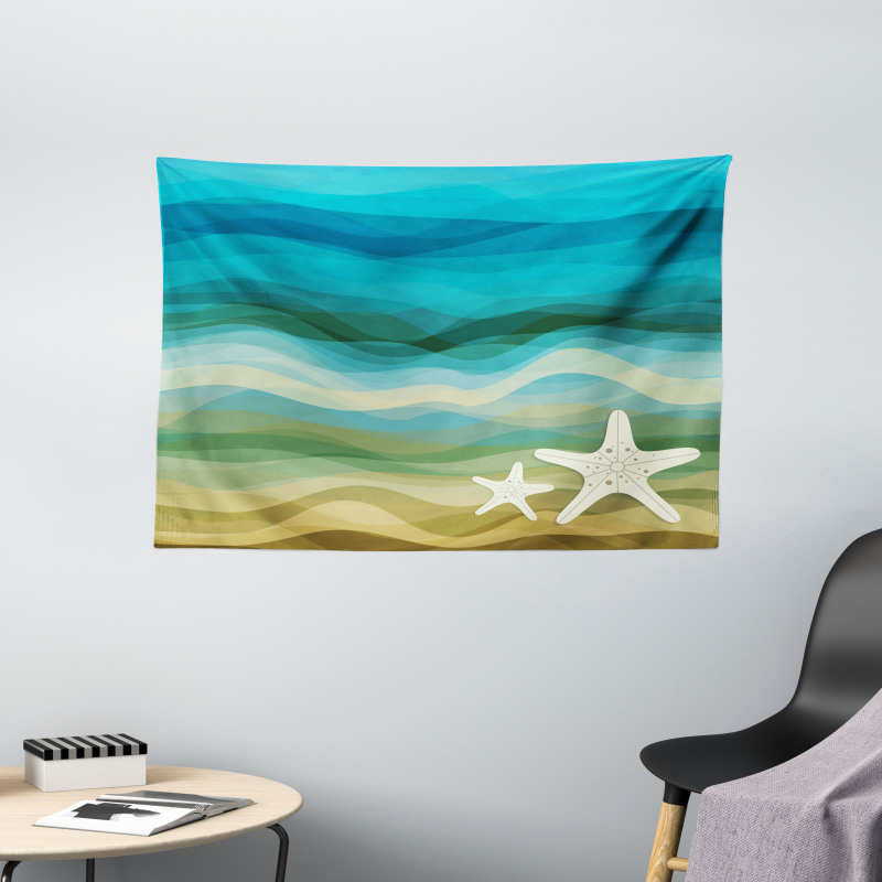 Modern Waves Starfish Wide Tapestry