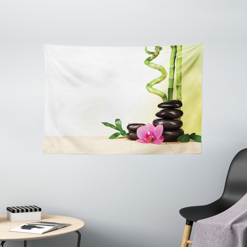 Bamboo Rocks Meditation Wide Tapestry