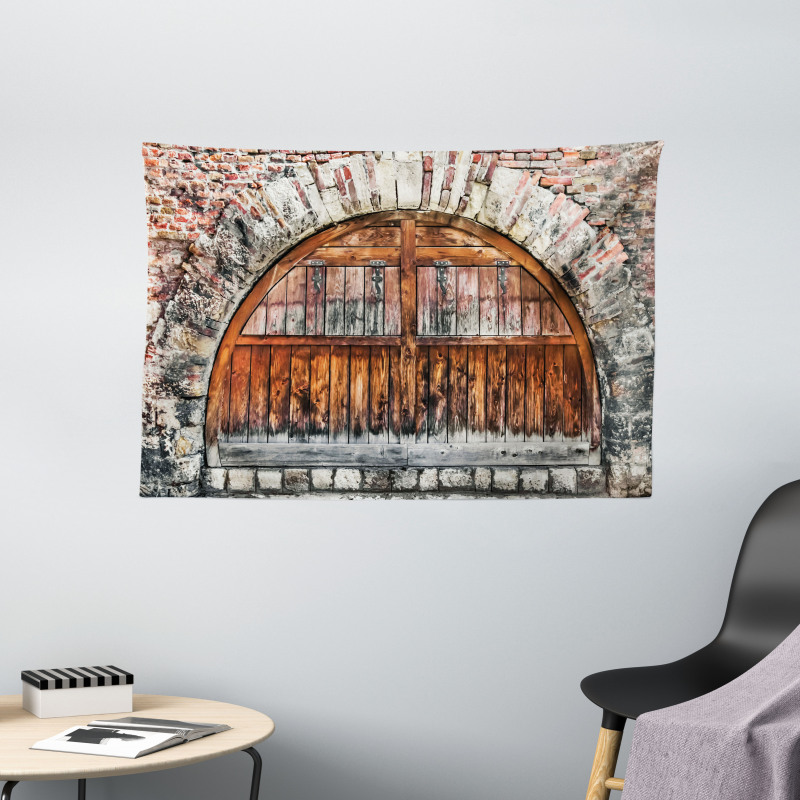 Brick Stone Oval Gate Wide Tapestry