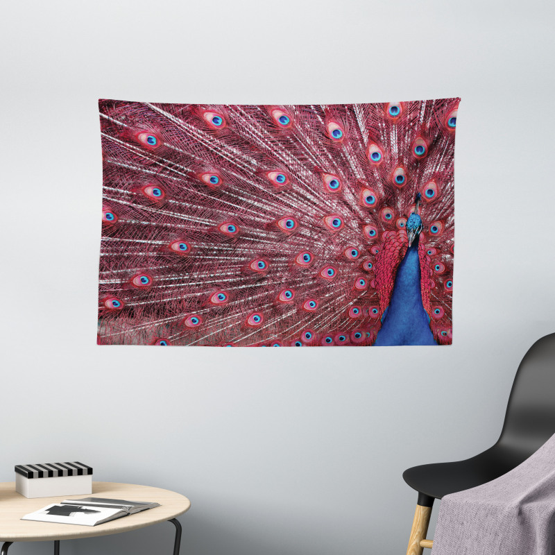 Peacock Bird Surreal Wide Tapestry