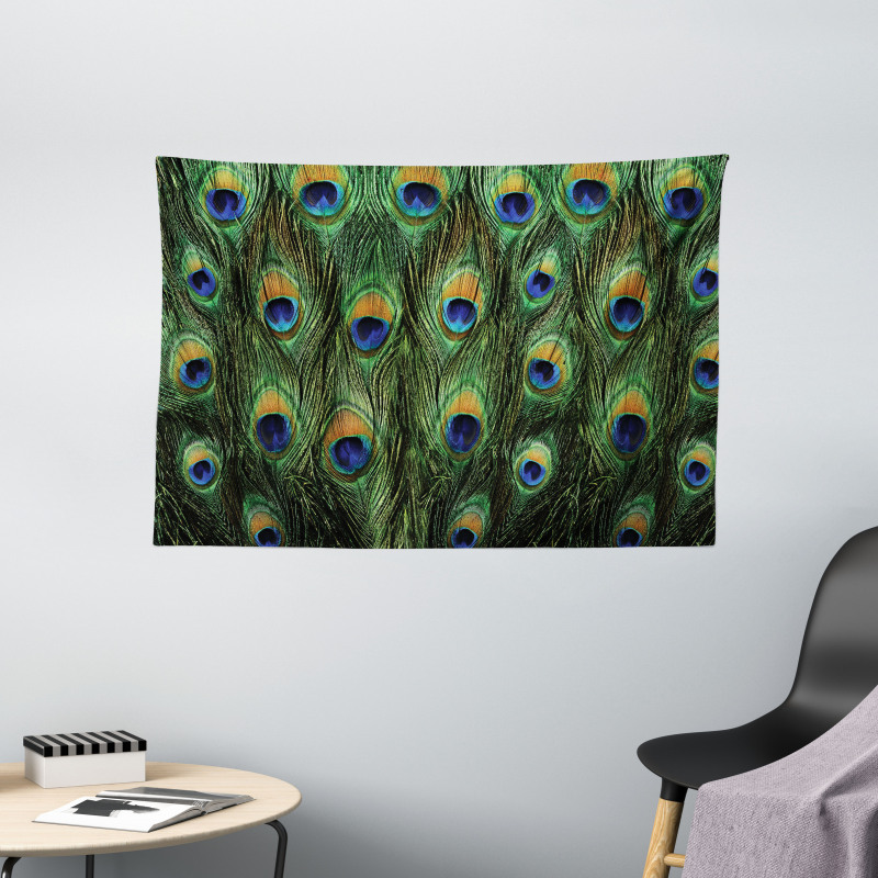 Exotic Animal Feathers Wide Tapestry