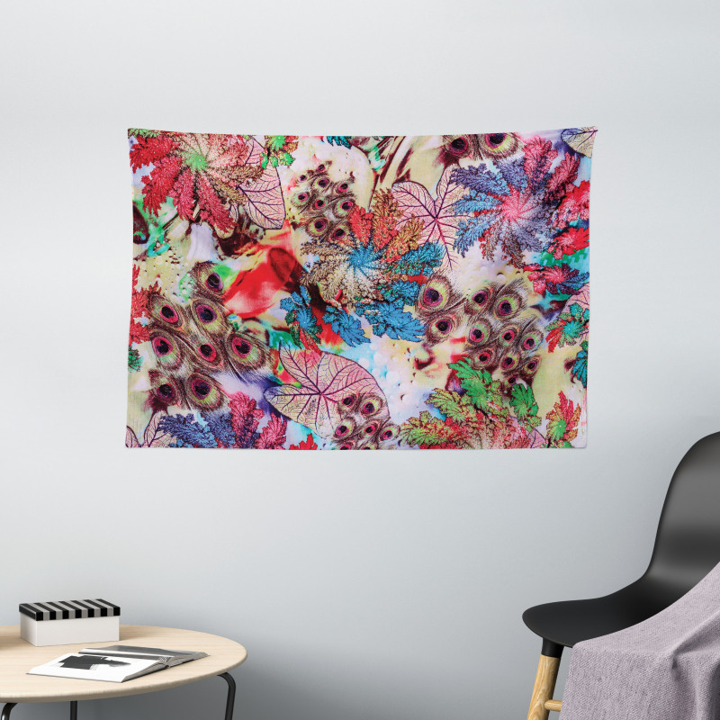 Peacock Feather Animal Wide Tapestry