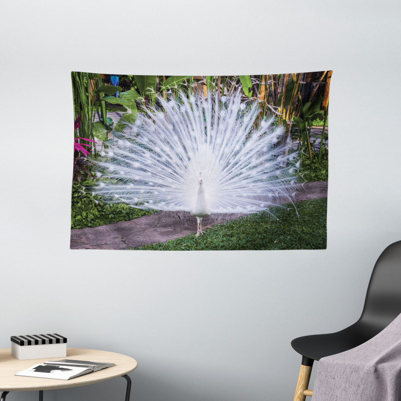 Tropical Garden Feather Wide Tapestry