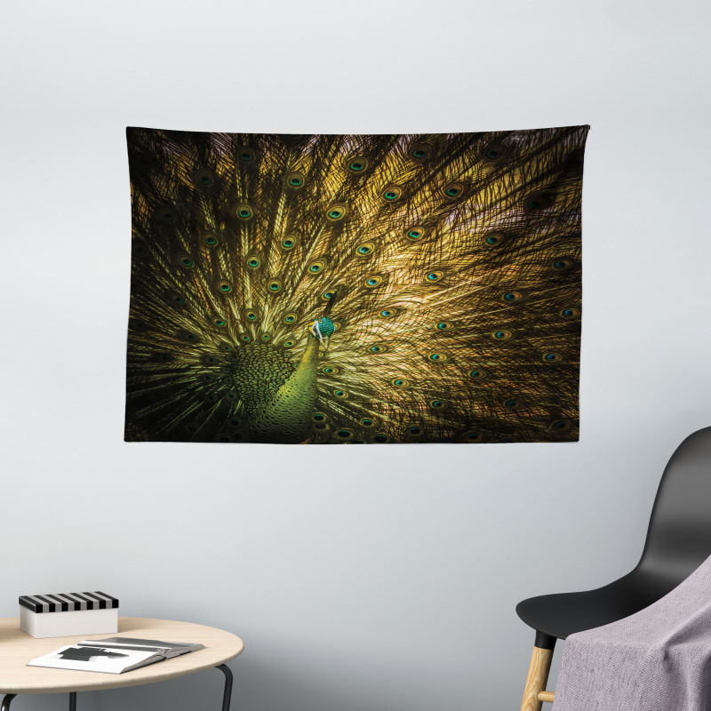 Exotic Dark Feathers Wide Tapestry