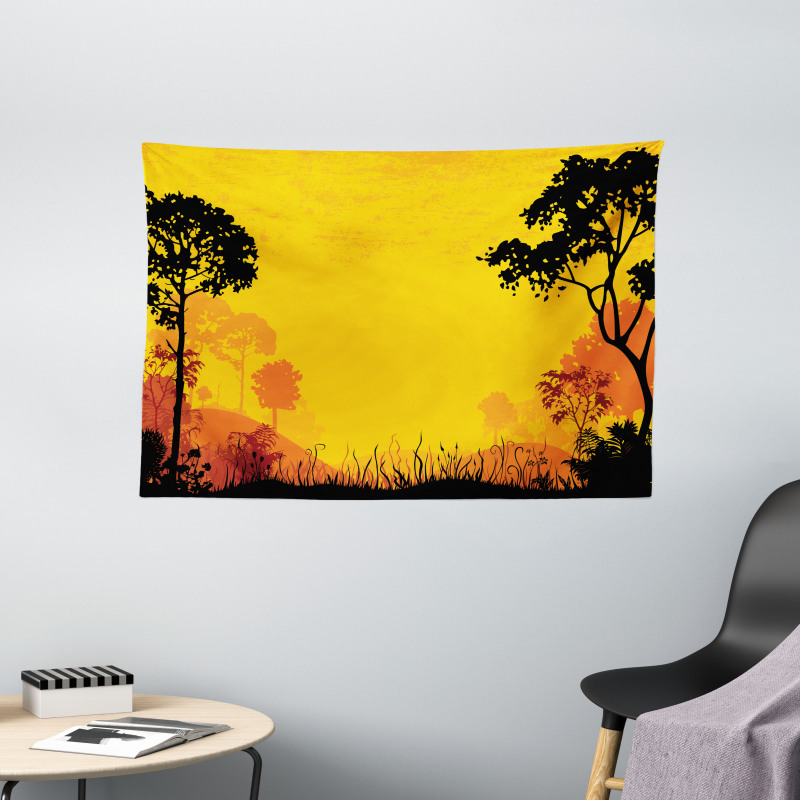 Woodland at Sunset Wide Tapestry