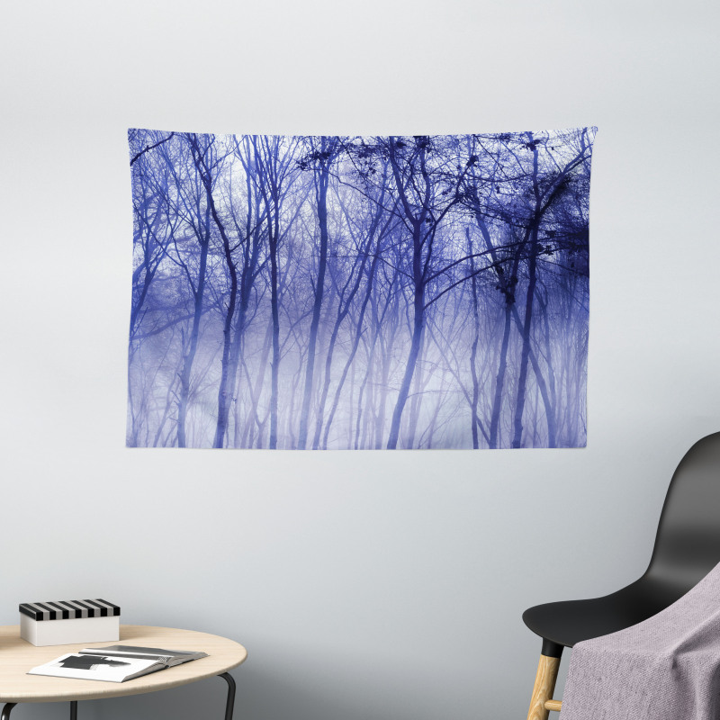 Winter Woodland Foggy Wide Tapestry