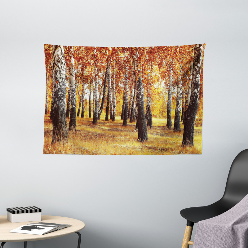 Autumn Leaves Design Wide Tapestry