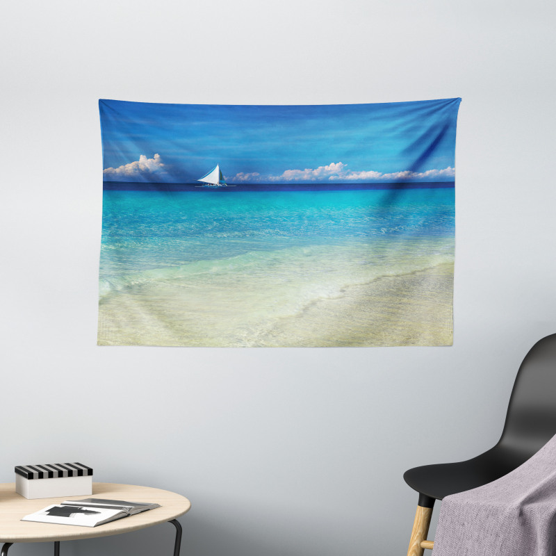 Exotic Seashore View Wide Tapestry