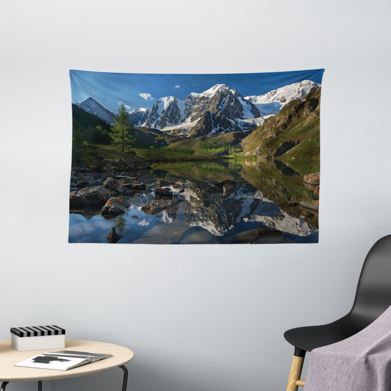 Pastoral Snowy Alps Wide Tapestry