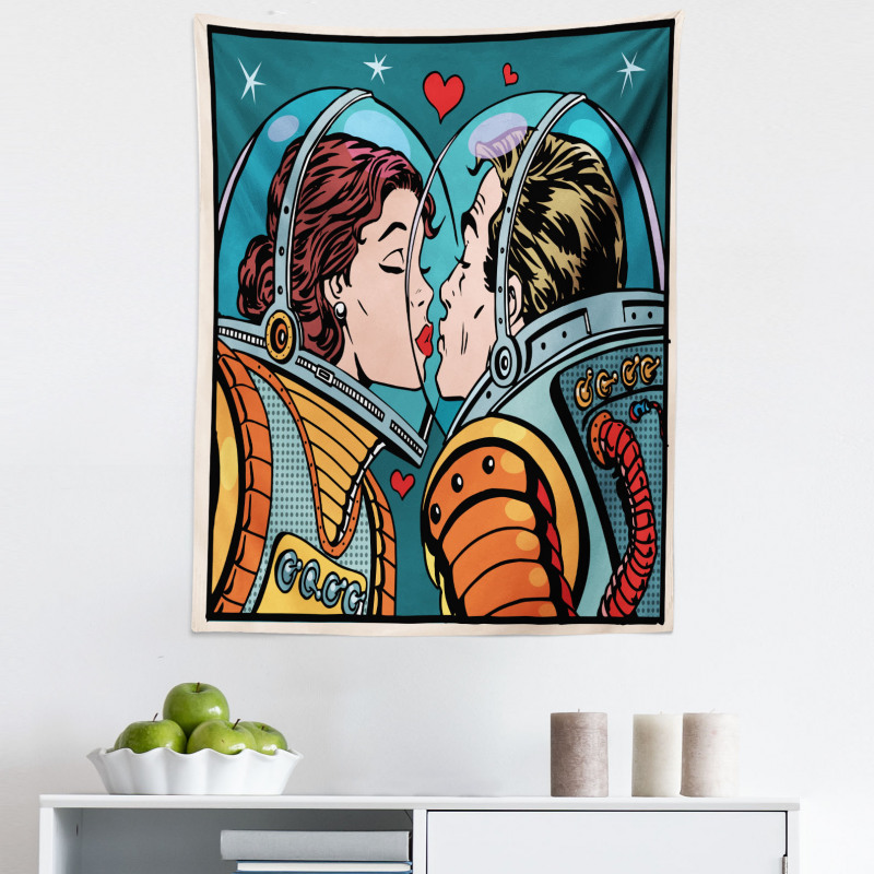 Aşk Mikrofiber Duvar Halısı Romantik Astronotlar