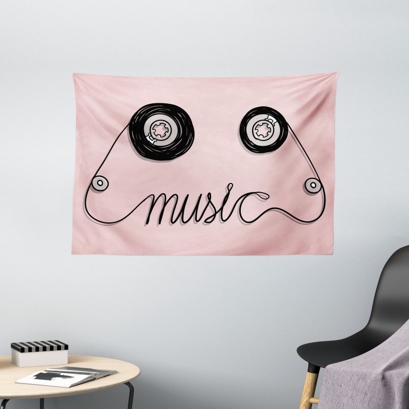 Music Cassette Tape Art Wide Tapestry