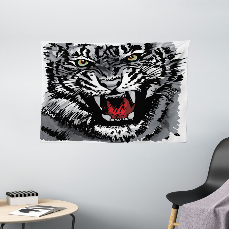 Tiger Roars Wide Tapestry