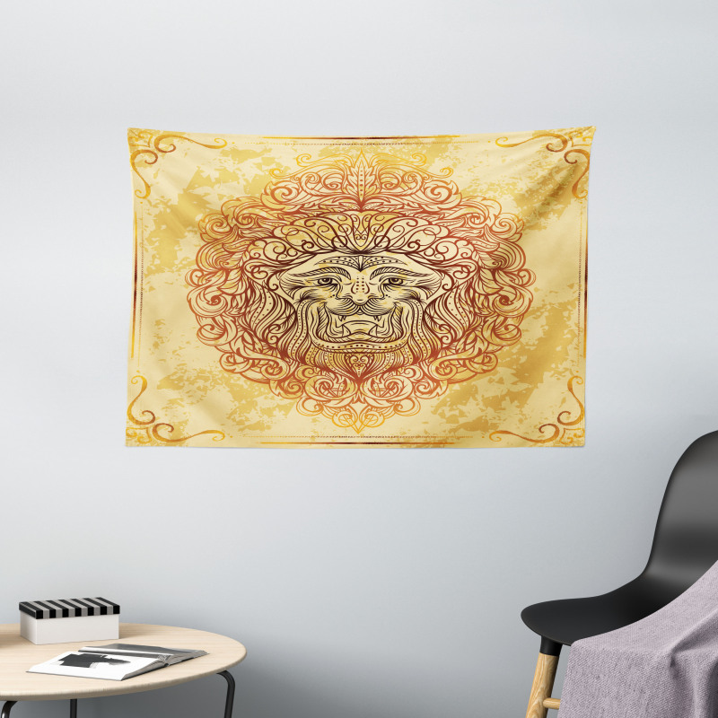 Lion Zodiac Astrology Wide Tapestry