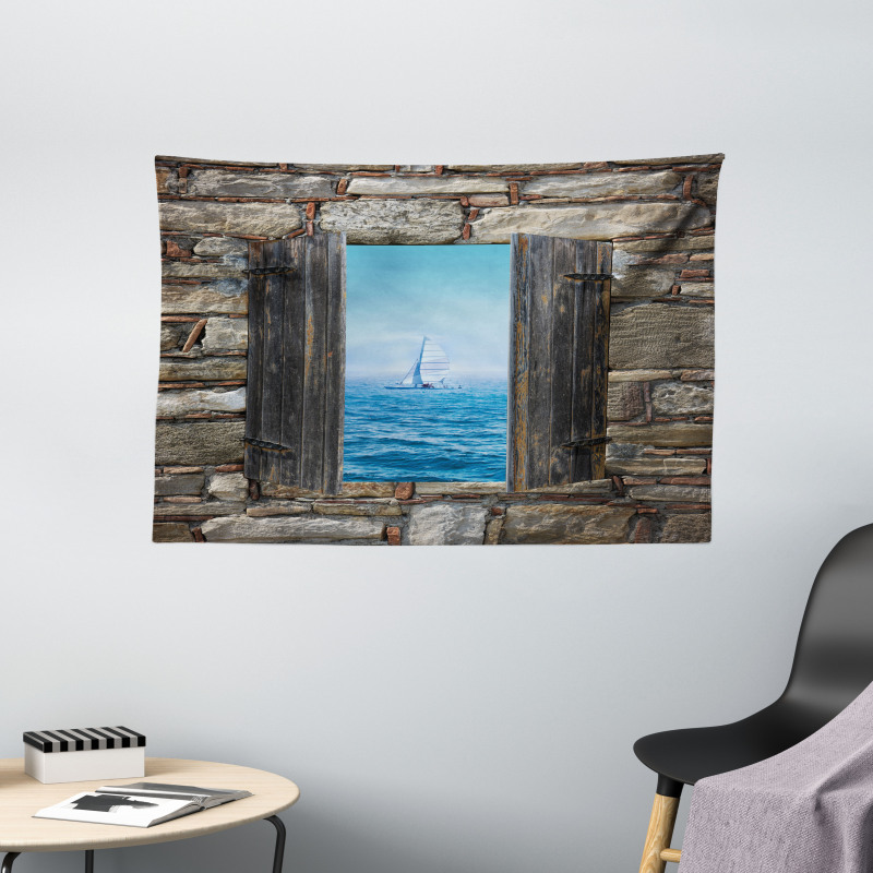 Sailing Boat Idyllic Wide Tapestry