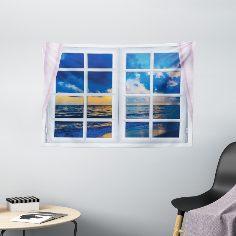 Sunset Sea Scenery Wide Tapestry