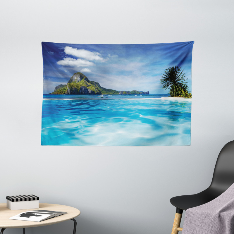 Ocean Mountain Palms Wide Tapestry