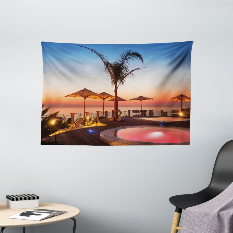 Ocean View at Sunset Wide Tapestry