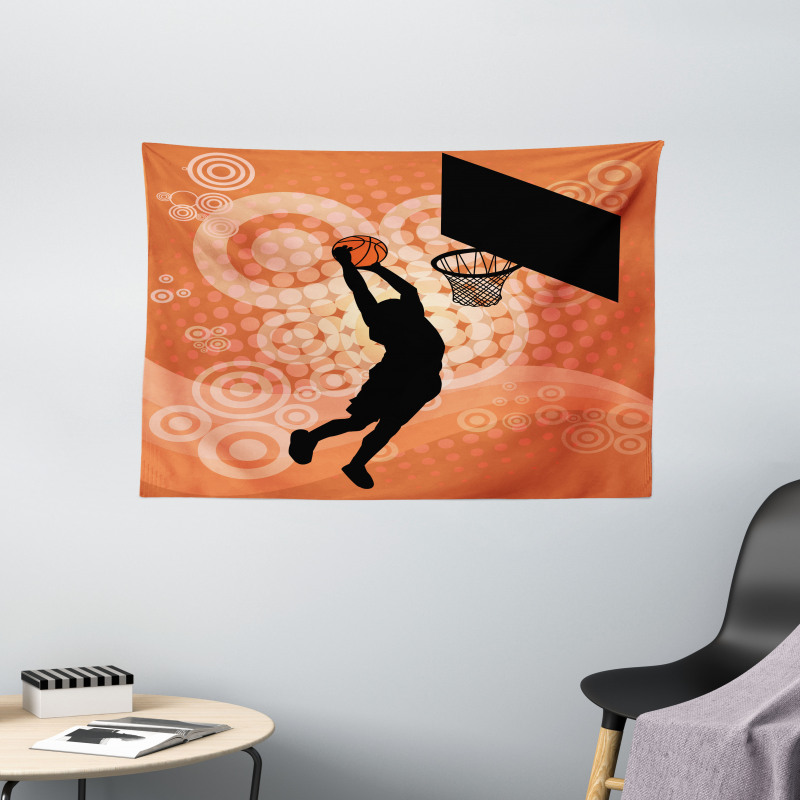 Basketball Dunk Athlete Wide Tapestry