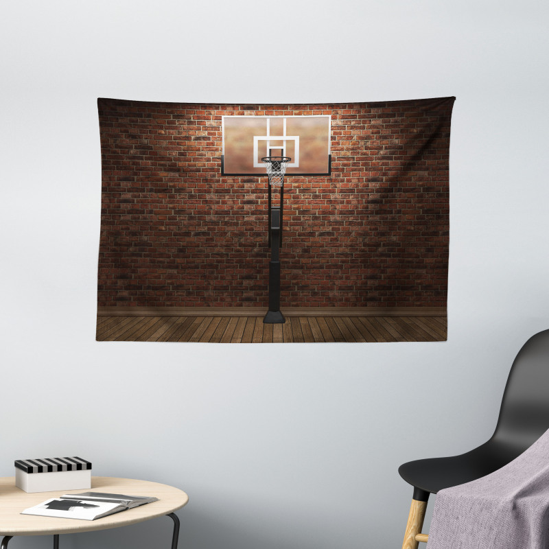 Basketball Field Sports Wide Tapestry