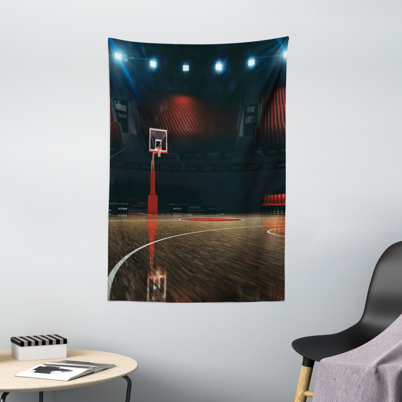 Empty Basketball Court Tapestry