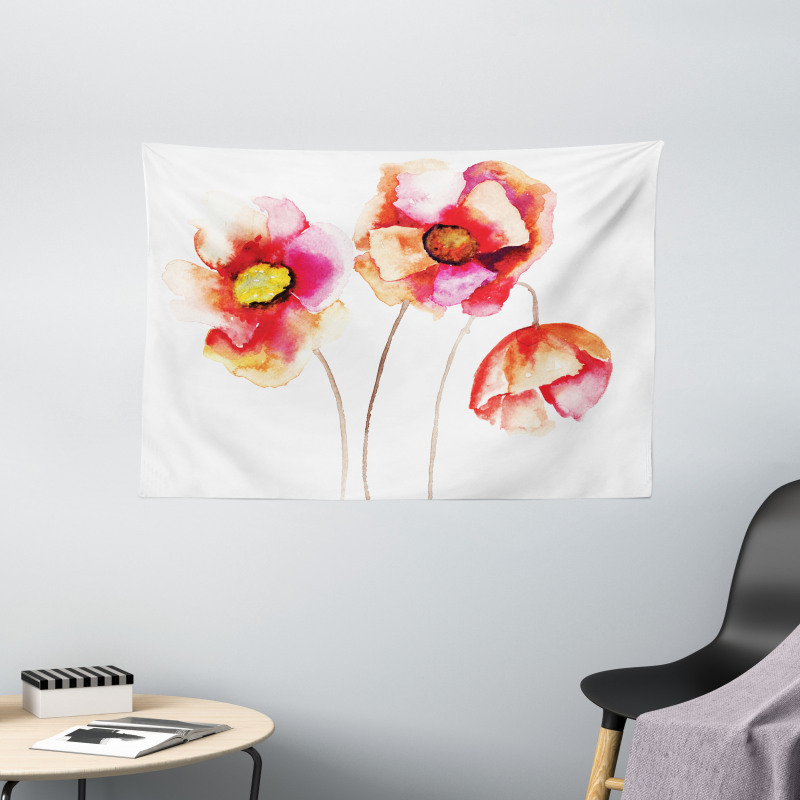 Blooming Poppies Wide Tapestry