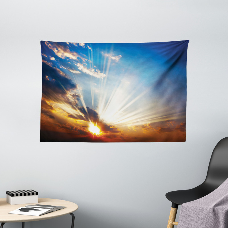 Sunbeams in Sky Scenery Wide Tapestry