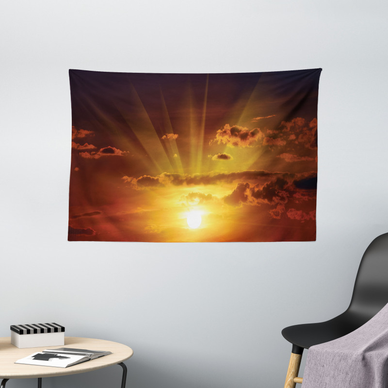 Burning Sunset Wide Tapestry