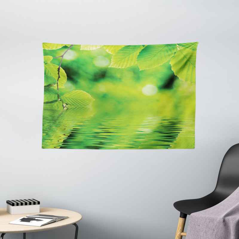 Leaves and River Peace Wide Tapestry