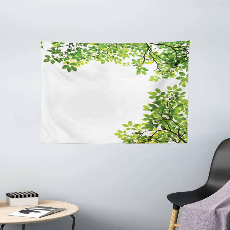 Fresh Branch with Leaves Wide Tapestry