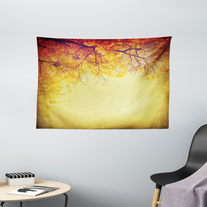 Retro Autumn View Wide Tapestry