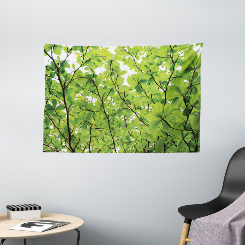 Summer Fresh Leaves Wide Tapestry