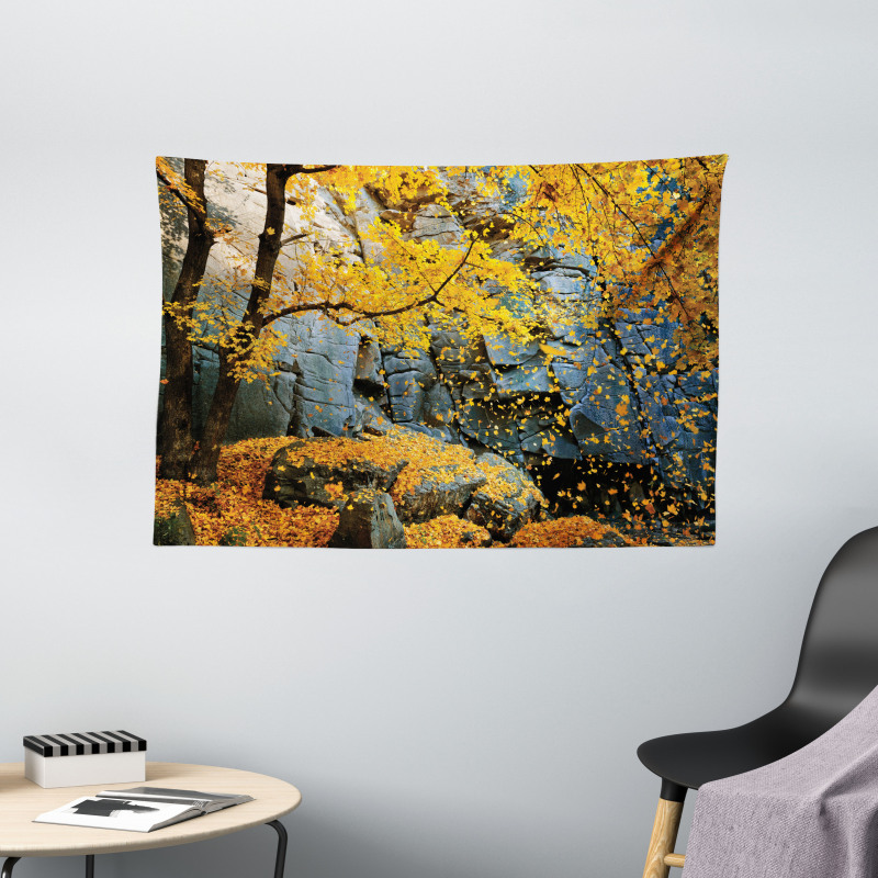 Maple Falling Leaves Wide Tapestry