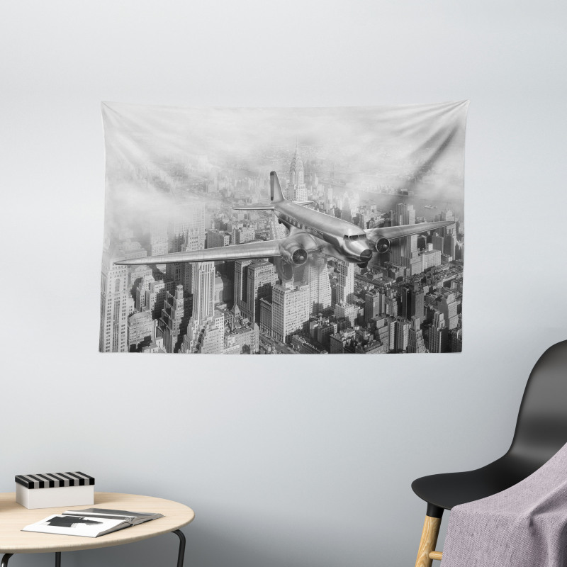 Flying Plane on New York Wide Tapestry