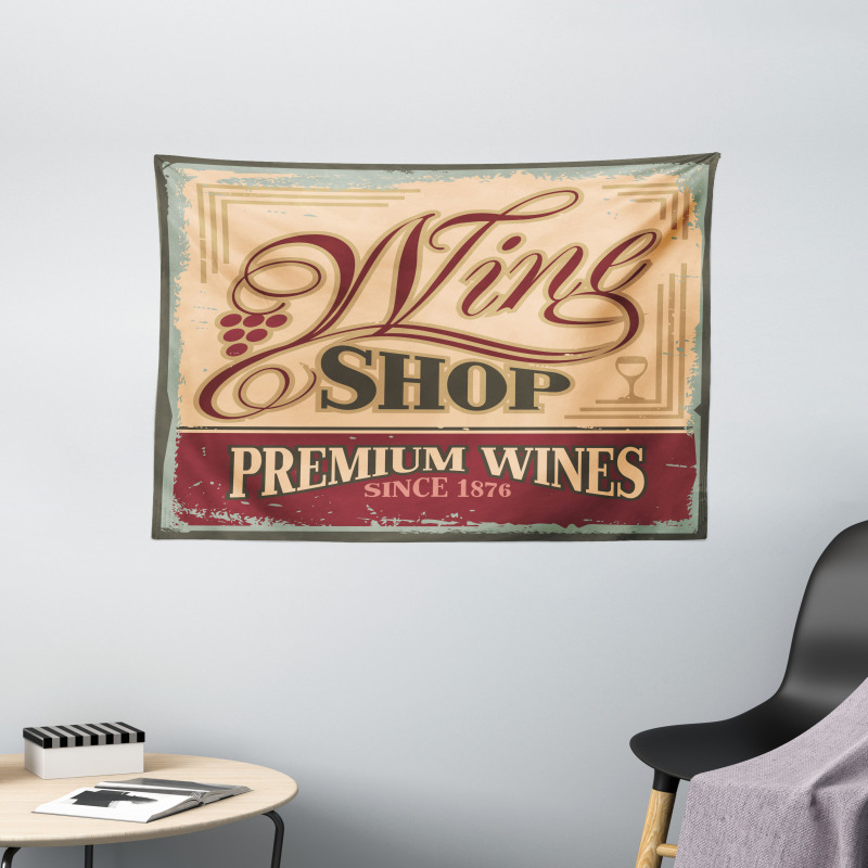 Old Wine Shop Sign Wide Tapestry