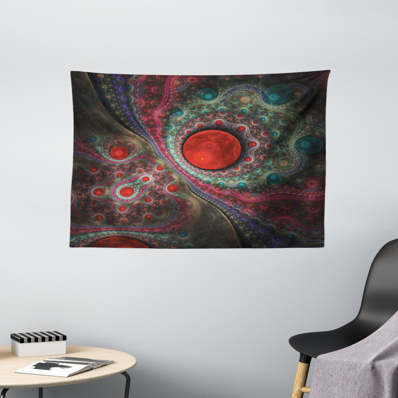Vintage Abstract Forms Wide Tapestry