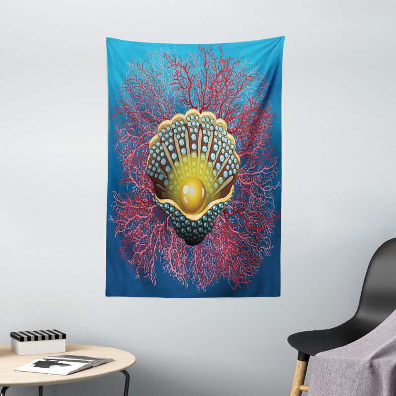 Coral Nautical Artwork Tapestry