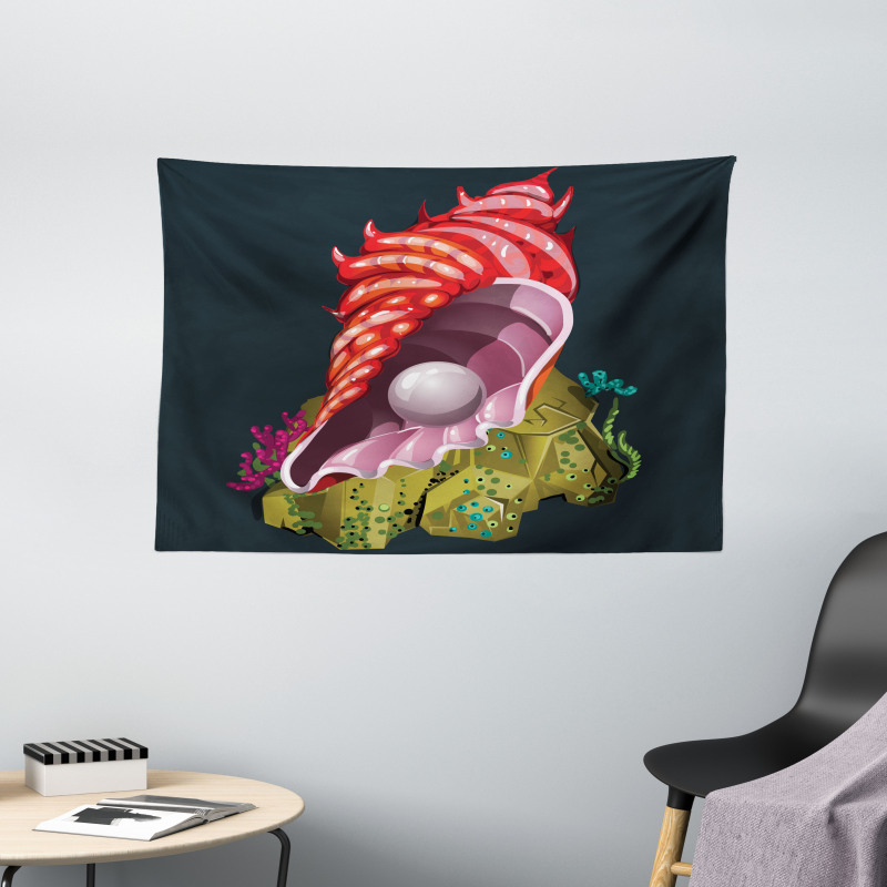 Underwater Shell Stone Wide Tapestry